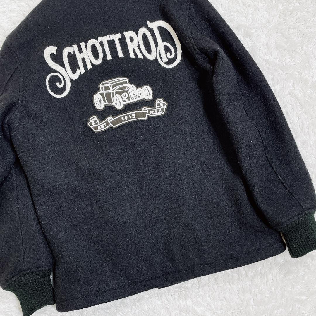 ショット Schott Rod 刺繍 メルトンスタジャン ネイビー S