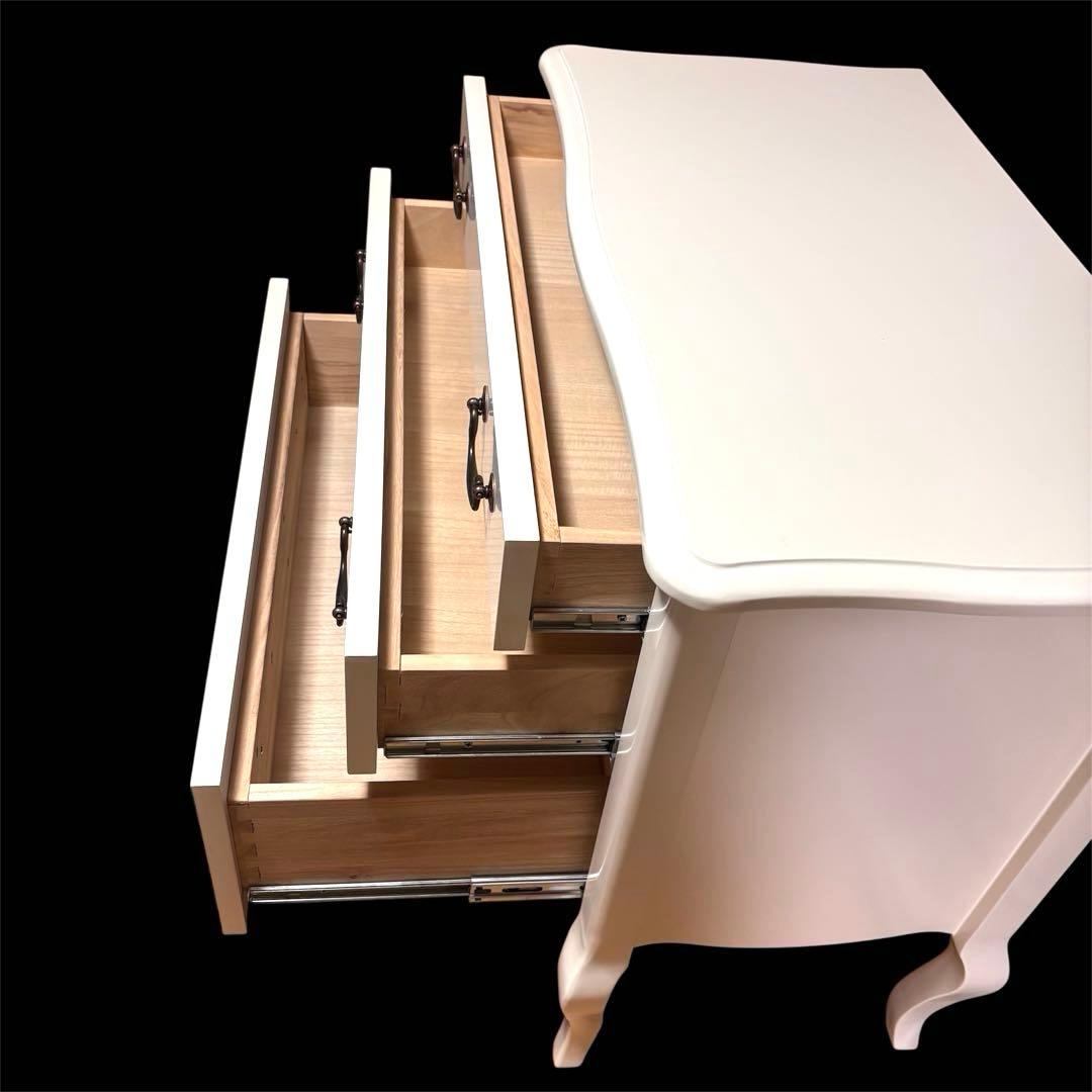 【美品】ホワイト　クラシック　木製　チェスト 3段 猫脚　猫脚　白家具　ロココ調