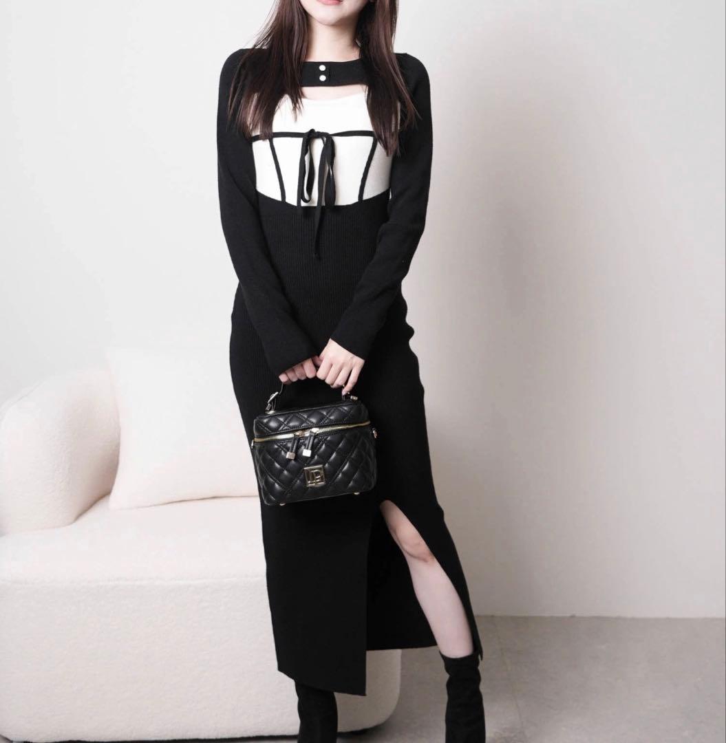 15リップサービス定価12650円デコルテオープンリボンニットワンピース