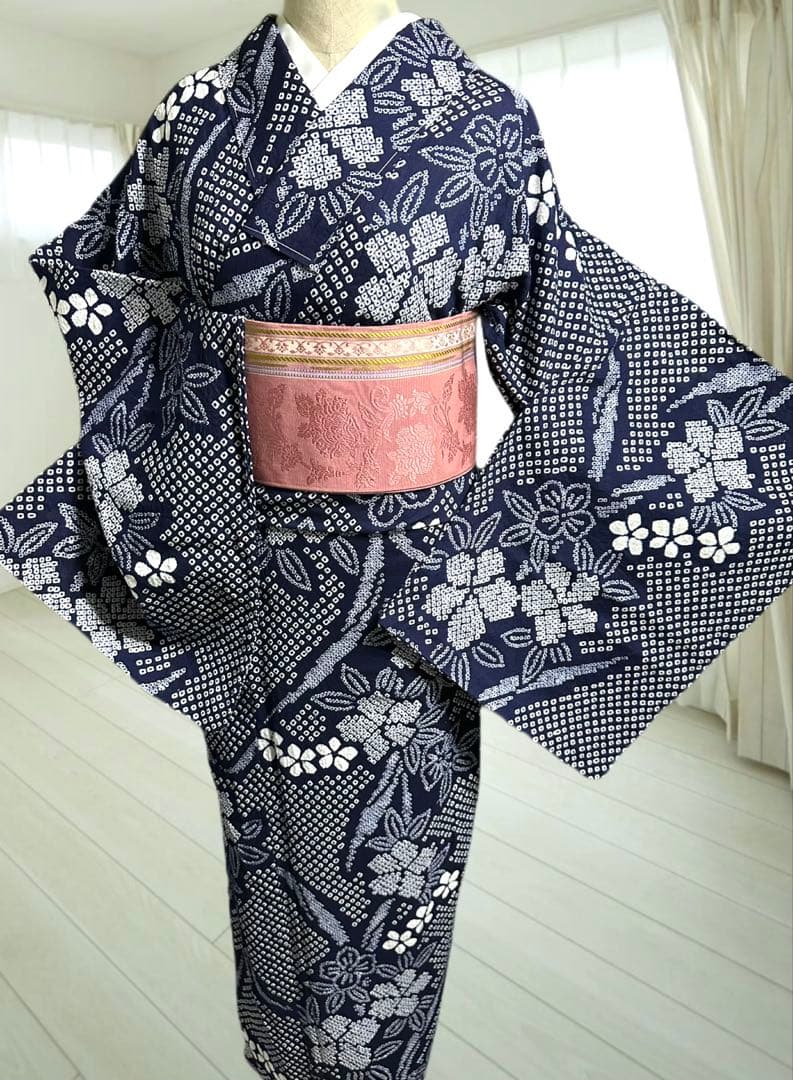 2点セット 希少サイズ‼️トールサイズ身幅大‼️新品美品　有松鳴海絞り浴衣 藍染に白