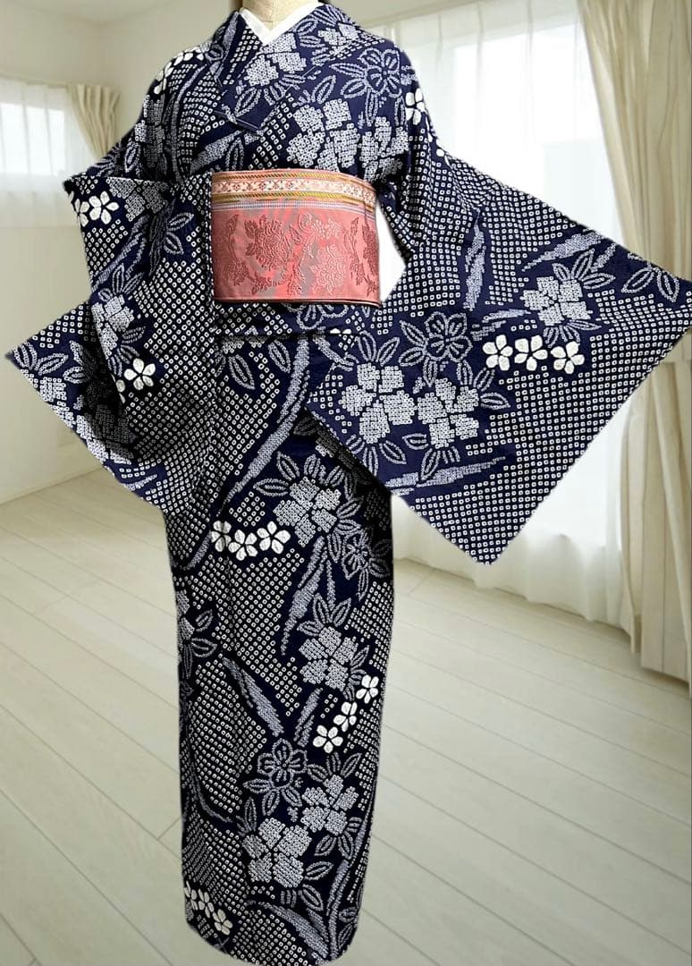 2点セット 希少サイズ‼️トールサイズ身幅大‼️新品美品　有松鳴海絞り浴衣 藍染に白