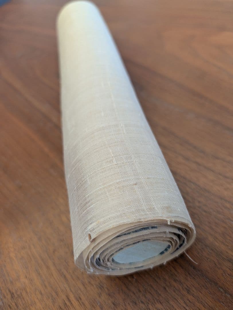 新品未使用　名古屋帯　帯反物　藍　古琉球更紗　生紬と記載　未仕立て