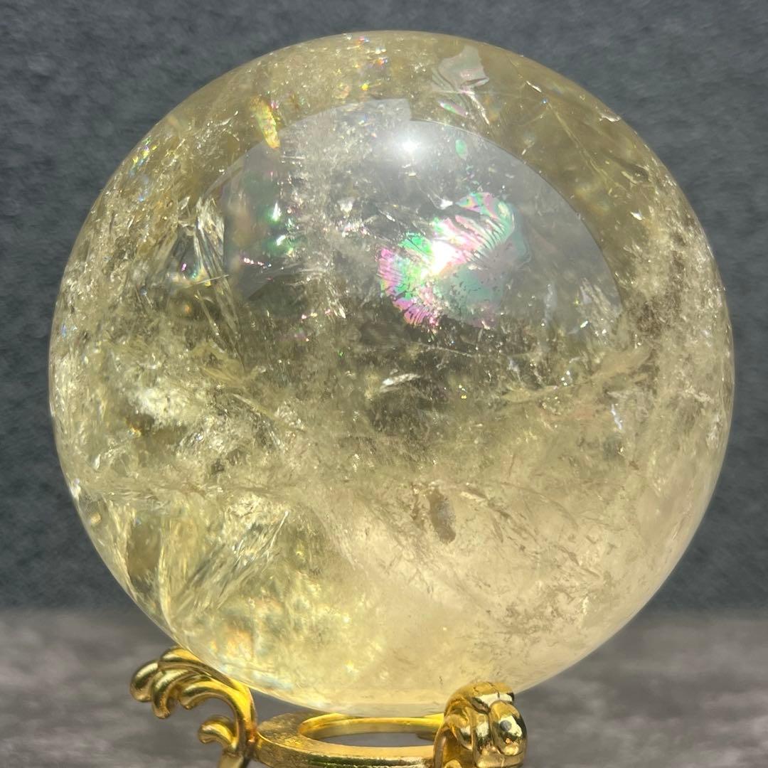 ✳️究極の逸品✨極上品質 美麗黄水晶✨幸運の石✨レインボー シトリン 丸玉 天然石