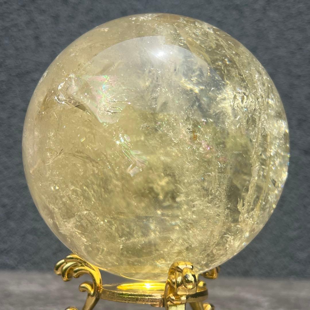 ✳️究極の逸品✨極上品質 美麗黄水晶✨幸運の石✨レインボー シトリン 丸玉 天然石