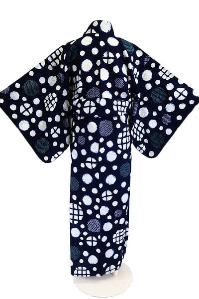 ★専用★浴衣 有松絞り バチ衿 濃紺色 丸文 身丈151cm 裄丈64cm