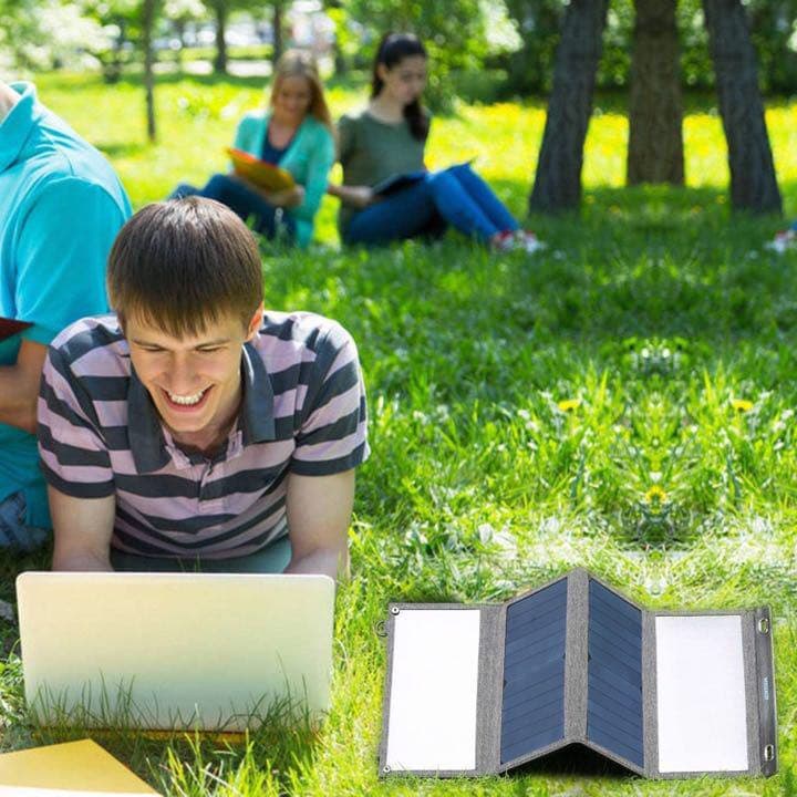 ソーラーチャージャー 29W 2USBポート+12V DC ソーラー充電器