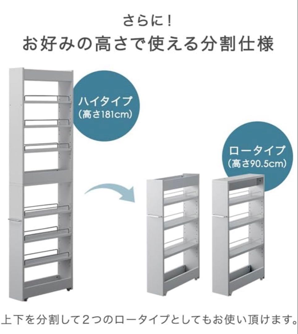 タンスのゲン 隙間収納 幅18㎝ キッチン収納 すき間収納 収納棚 キャスター付
