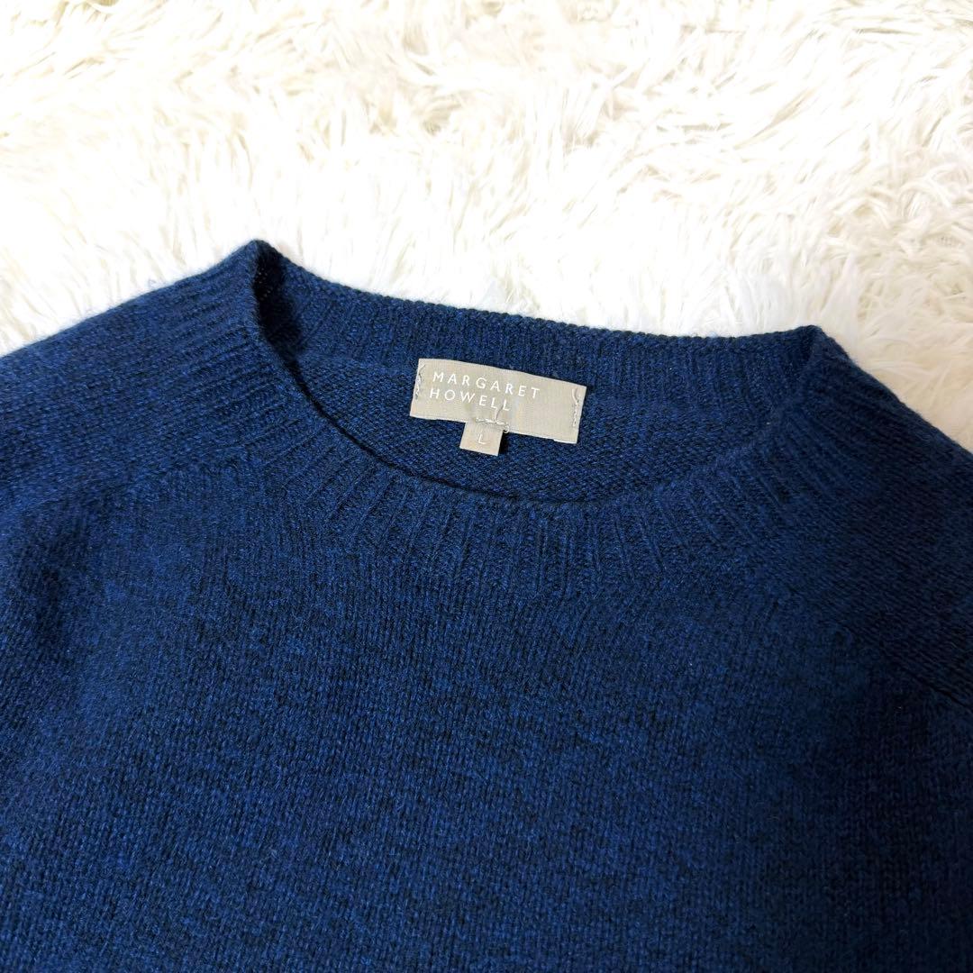 マーガレットハウエル カシミヤ クルーネック ニット ネイビー L