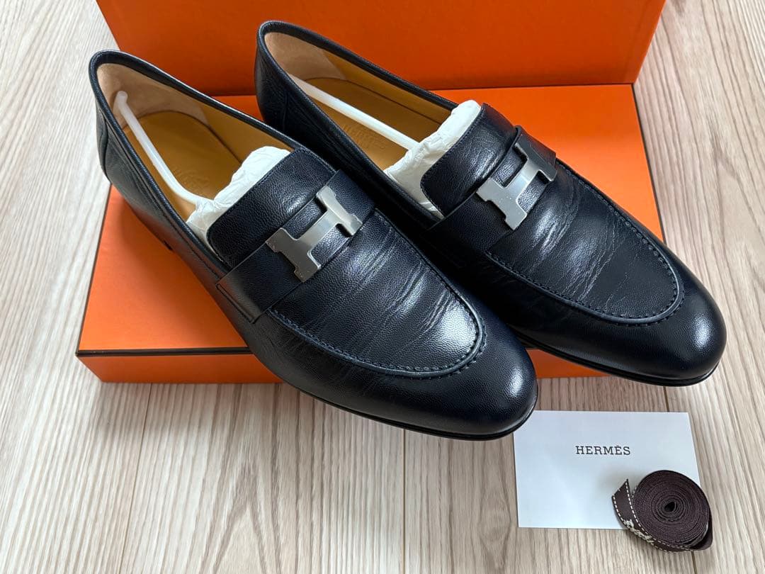 新品未使用【HERMES】モカシン パリ レザー ローファー ネイビー 42.5