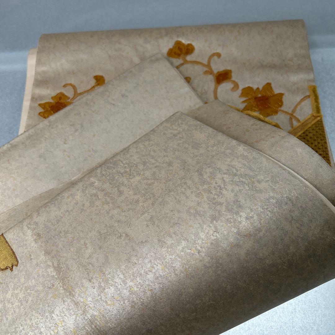 金色系 刺繍入り 太鼓柄袋帯0105