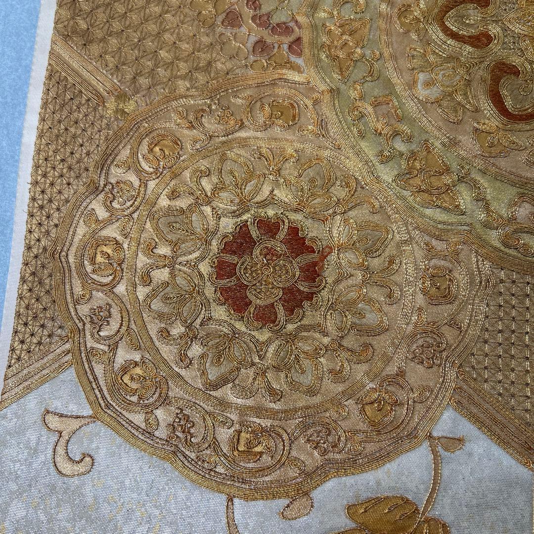 金色系 刺繍入り 太鼓柄袋帯0105