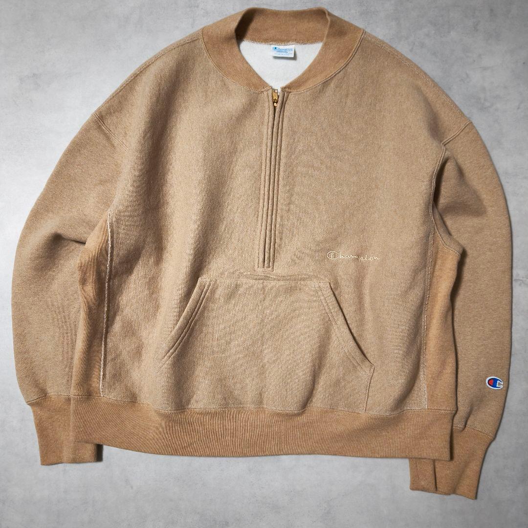 FRAMeWORK Champion 別注 ハーフジップ スウェット ベージュ