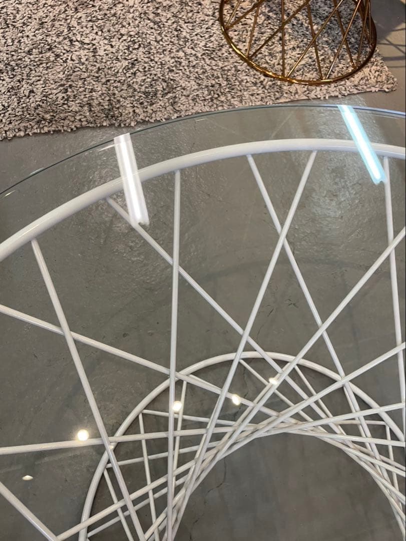 Francfranc マーリア コーヒーテーブル クリア×ホワイト（φ800）