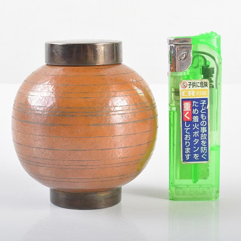 煎茶道具　萩井一司作　銅鎚起　線文茶壷　茶心壷　約111g　D　R6320