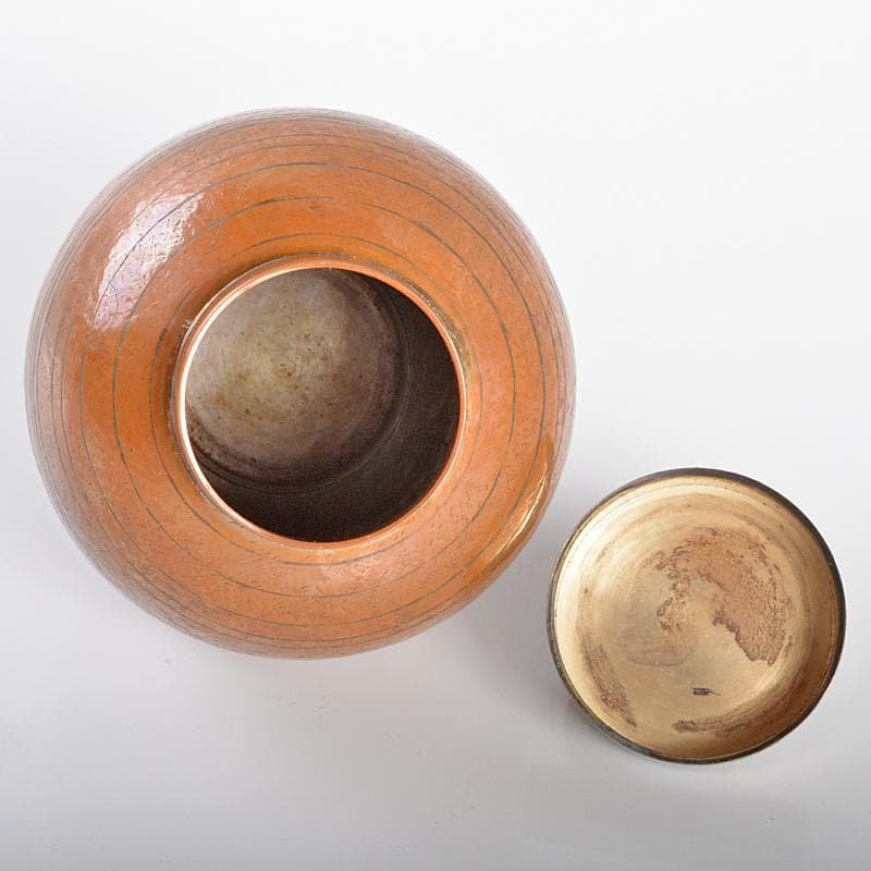 煎茶道具　萩井一司作　銅鎚起　線文茶壷　茶心壷　約111g　D　R6320