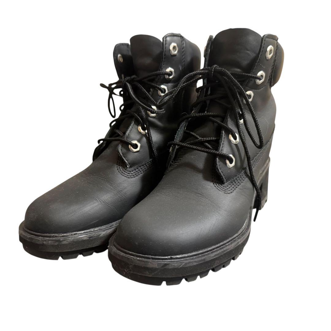 【美品】Timberland ブラック ハイカットブーツ レースアップ 23.5