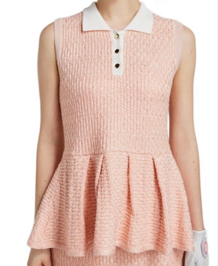 RIENDA GOLF シャイニーツイードペプラムニットセットアップ M