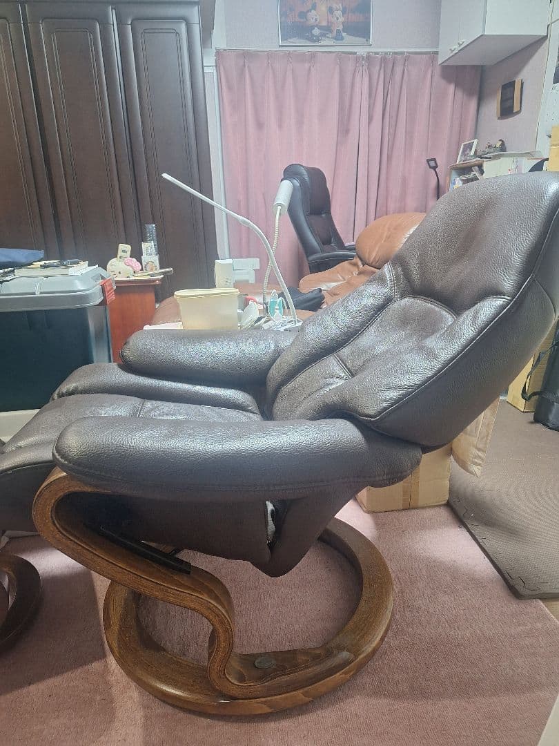 【引き取り専用】ヒモラ レザー リクライニングソファチェア
