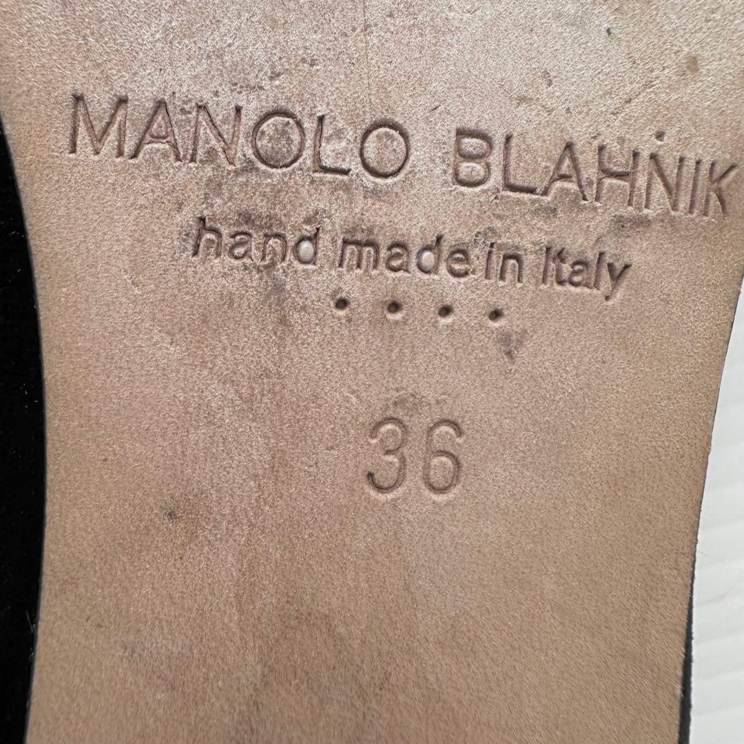 マノロブラニク　ビジュー装飾　フラットシューズ　パンプス　ミュール　極美品　36