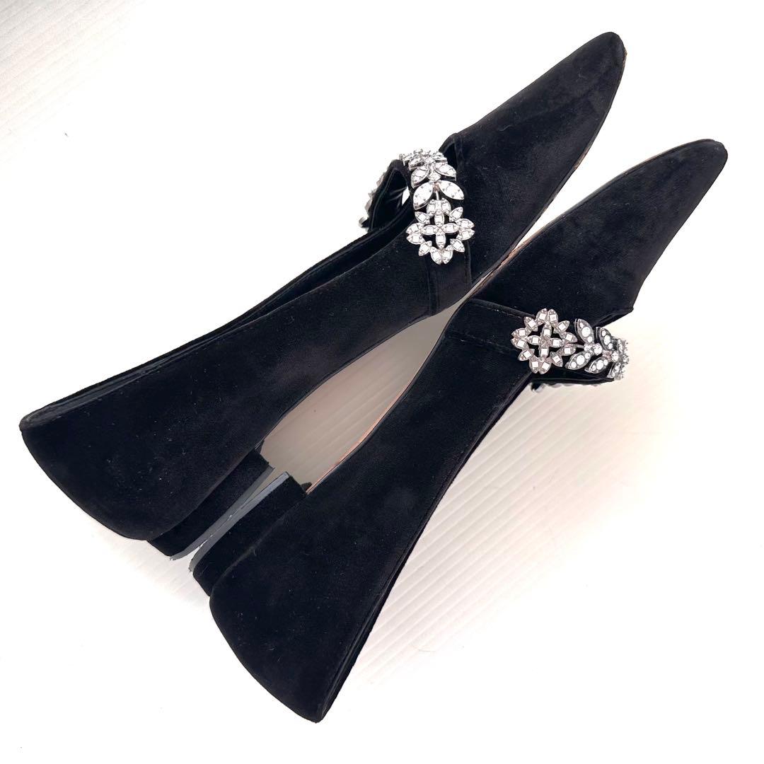 マノロブラニク　ビジュー装飾　フラットシューズ　パンプス　ミュール　極美品　36