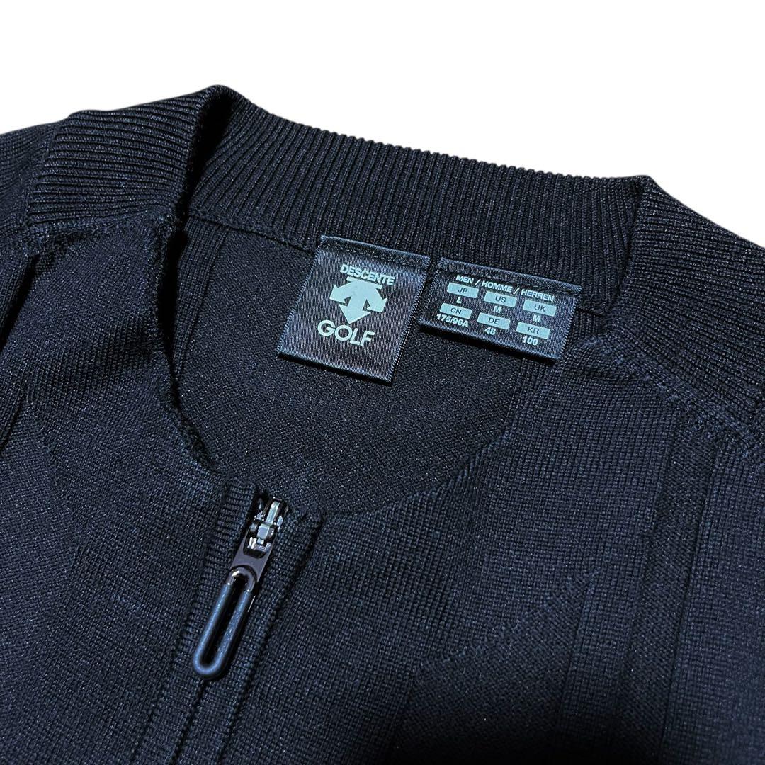 極美品　定価2.5万　DESCENTE GOLFフルジップジャカードセーターＬ黒