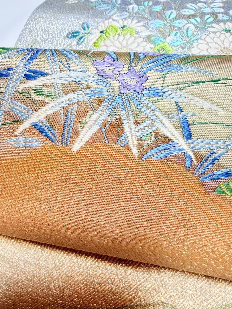 高級 袋帯 正絹 六通柄 西陣織 ゴールド 唐織 訪問着 色無地 フォーマル