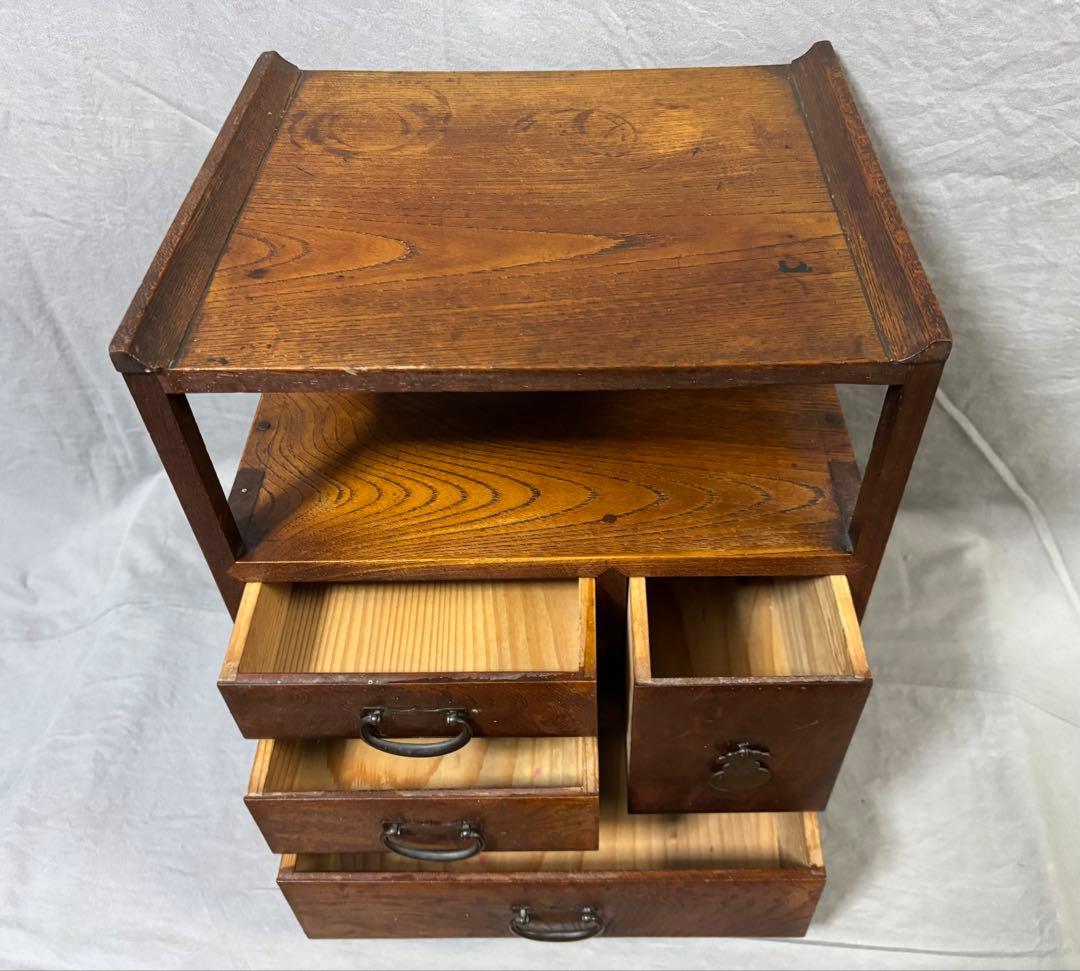 時代小箪笥 欅材 天然木 アンティーク家具 ビンテージ 木製箪笥