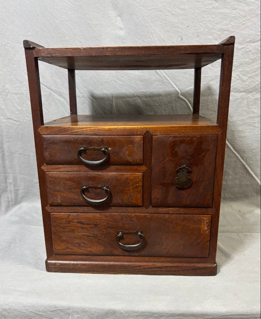 時代小箪笥 欅材 天然木 アンティーク家具 ビンテージ 木製箪笥