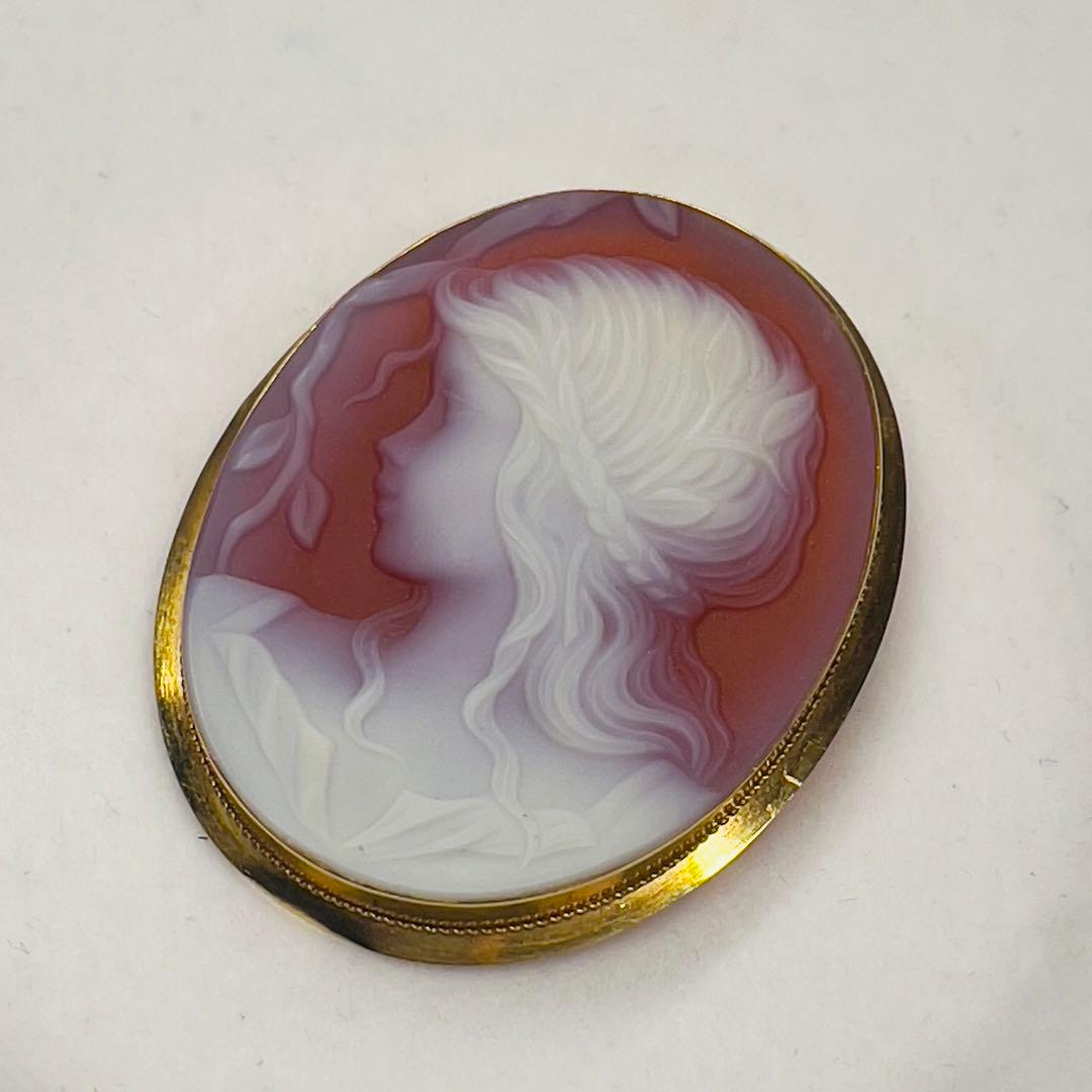 メノウカメオK18(750)ブローチとペンダント2way