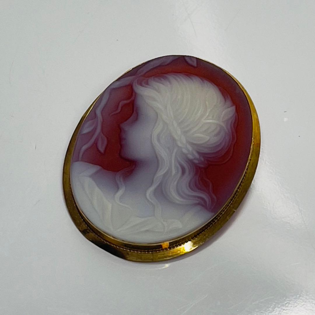 メノウカメオK18(750)ブローチとペンダント2way