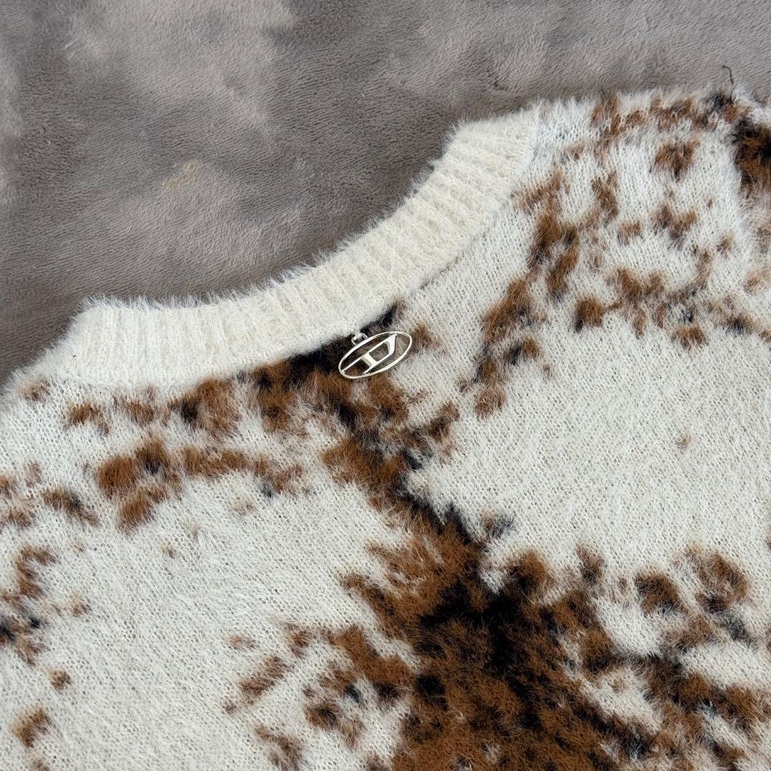 ぞ*ま様 ディーゼル レオパード柄 シャギー ニット セーター ショート丈 クロ