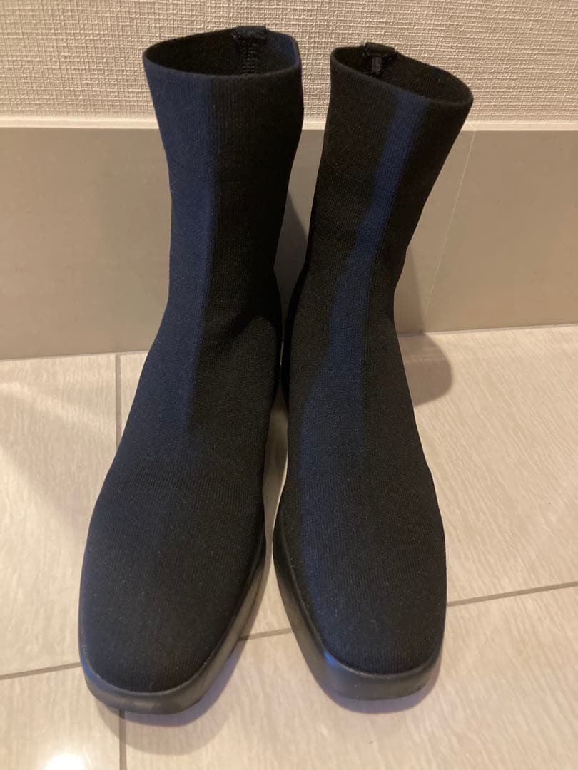 steppiステッピィ　プラットフォームストレッチブーツ黒ブラック24.5/6H