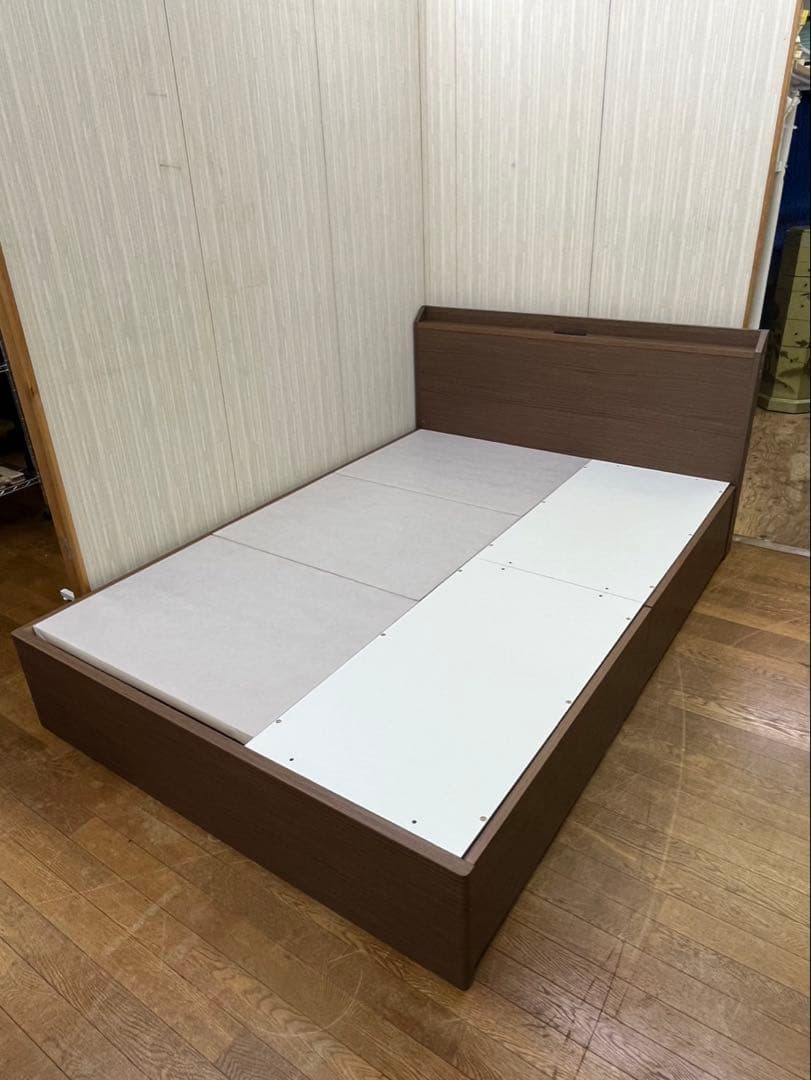 ニトリ ベッドフレーム＆マットレス ダブルベッド 収納付き木製フレーム