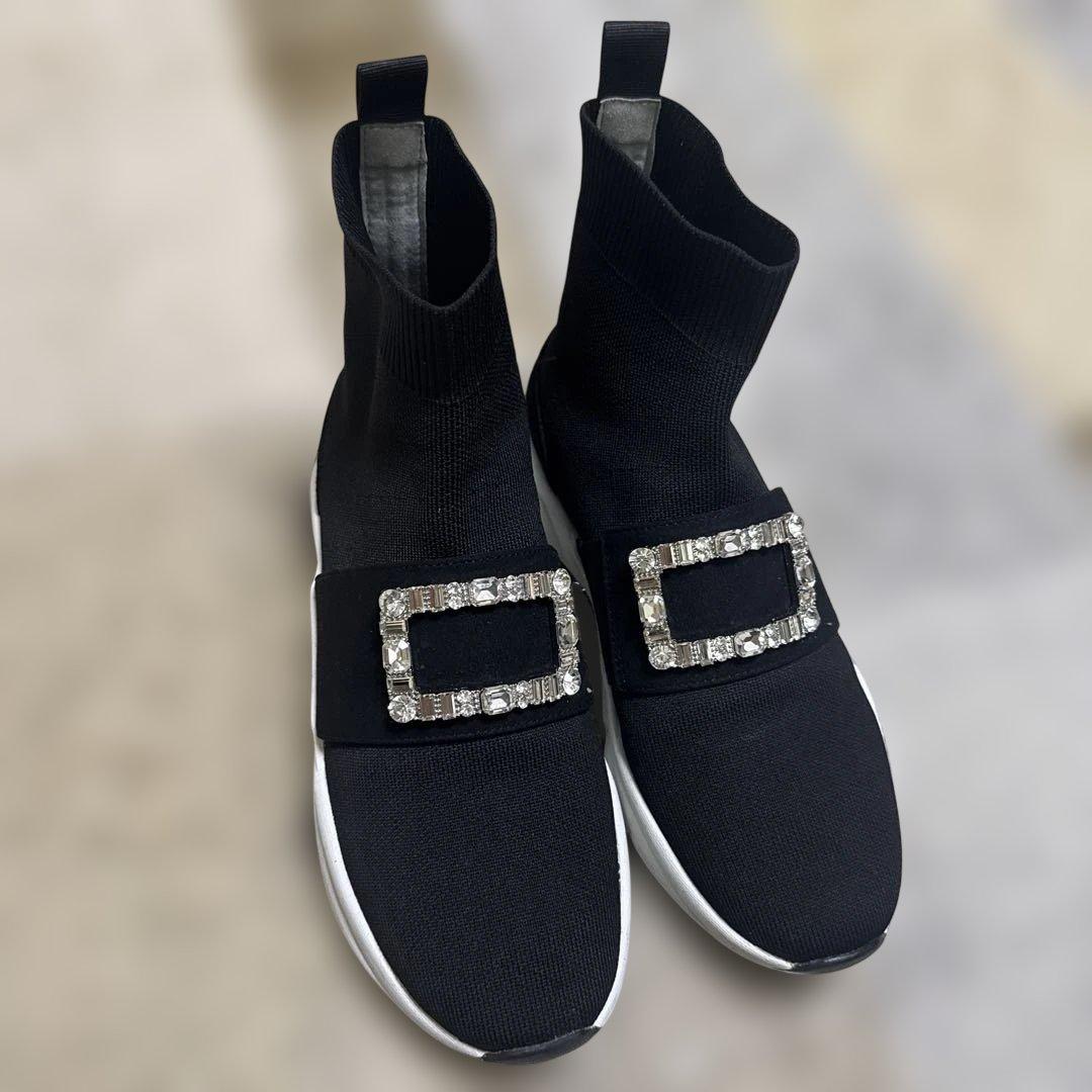 ➕diana ブーツ ミドル丈　クリスタルバックル ニットソックススニーカー