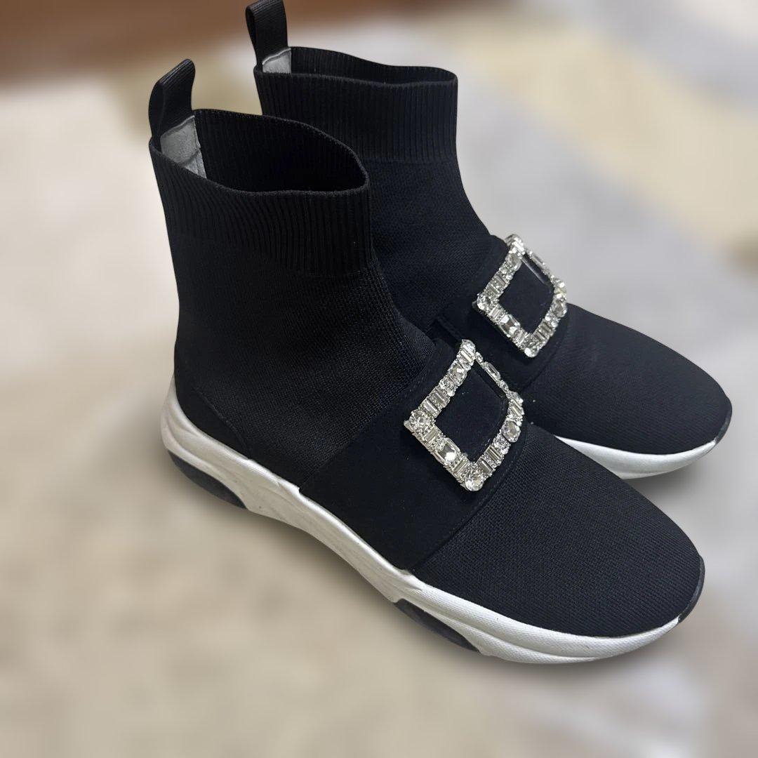 ➕diana ブーツ ミドル丈　クリスタルバックル ニットソックススニーカー