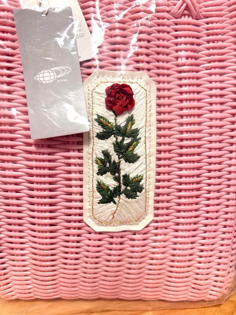 RURU MARY'S ルルメリー 手刺繍のかごバッグ ピンク