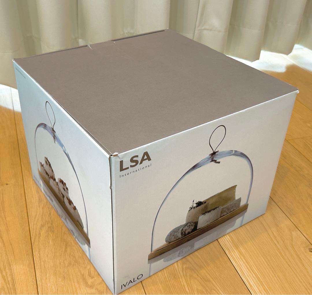 【箱付き】ガラス製ドーム型カバー 木製ベース付き