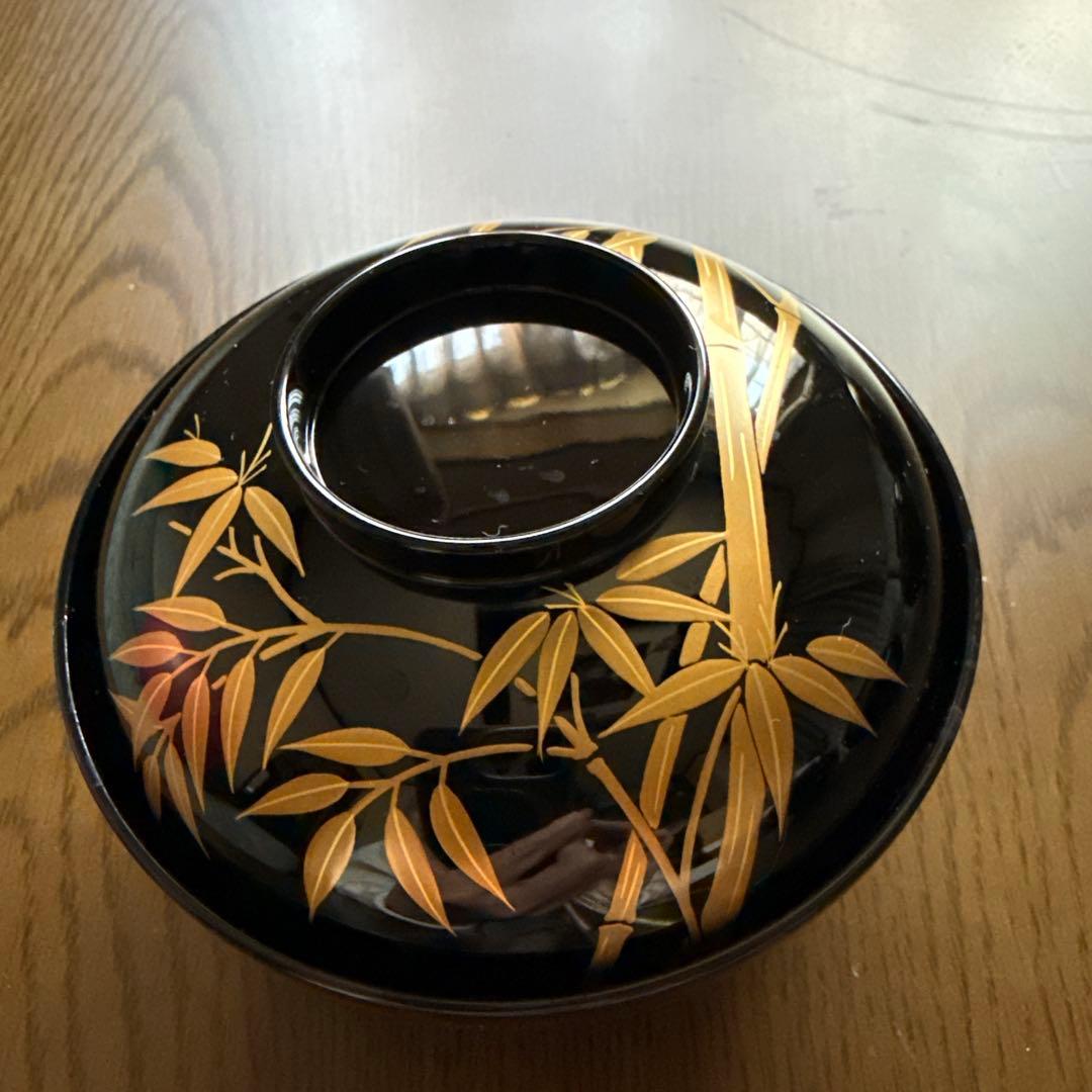 象彦　黒塗り蓋付吸物椀