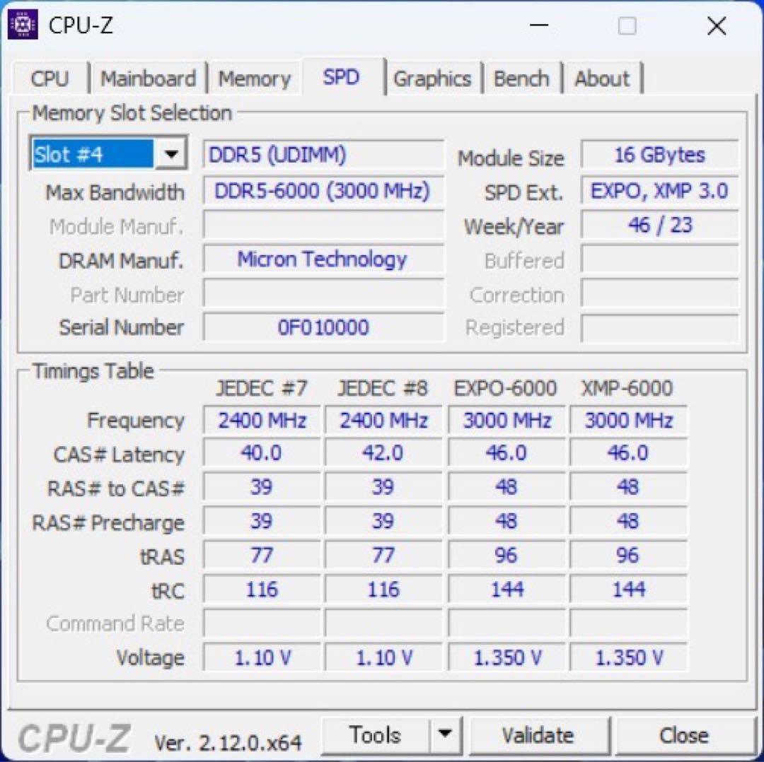 DDR5 6000 32GB(16GB×2) 中古美品