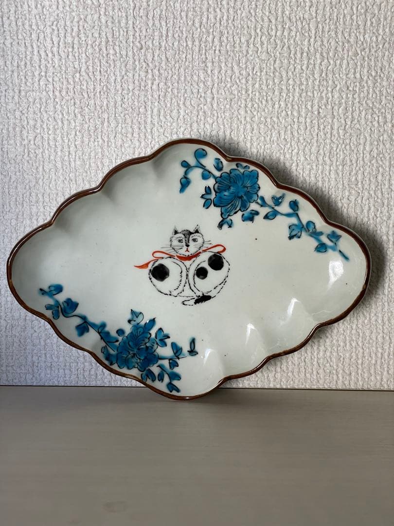未使用 松浦 ナオコ さん 猫の菱形皿 2枚セット