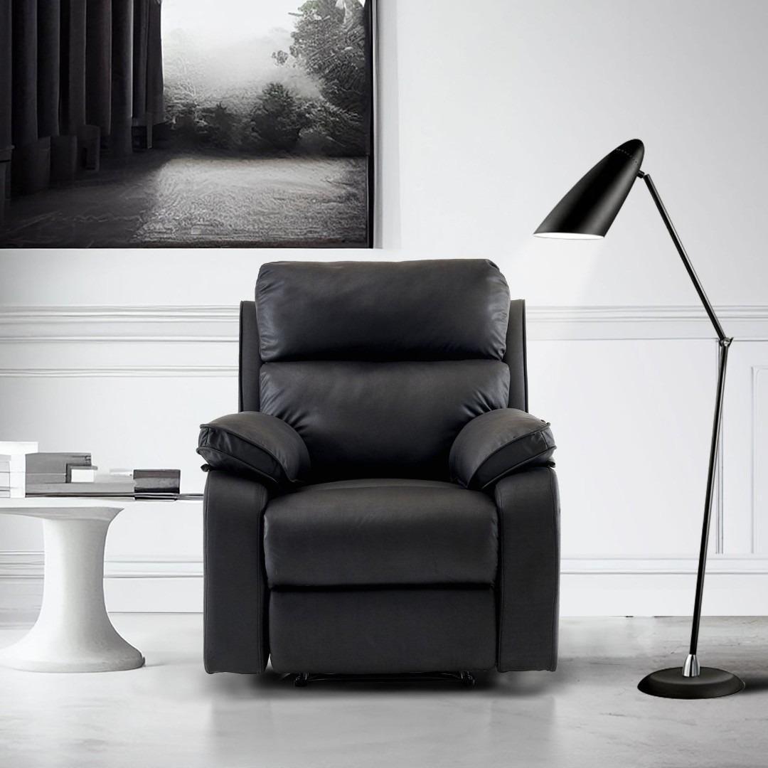 電動リクライニングソファ オットマン一体型 1人掛け USBポート付き ブラック