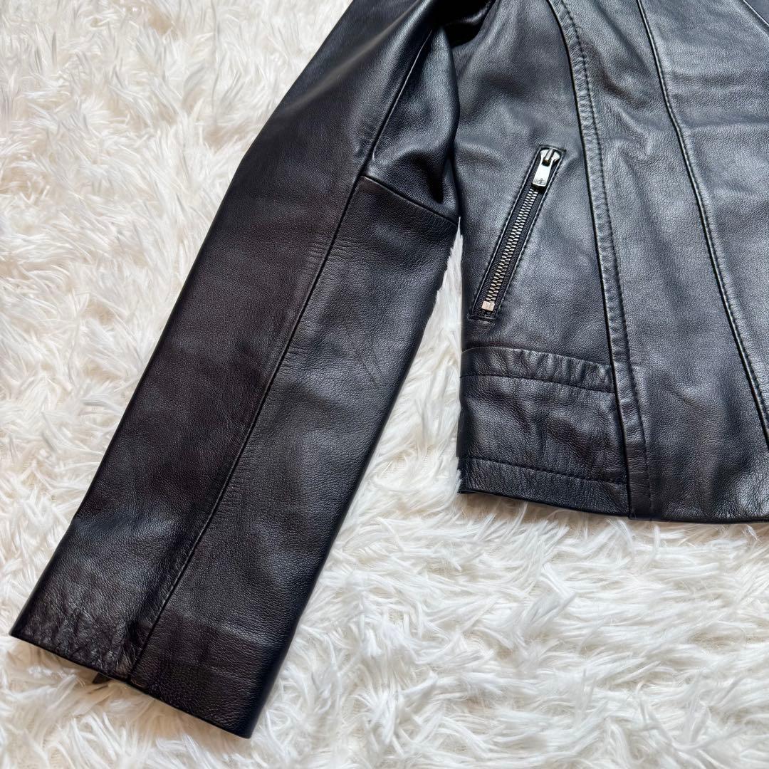 ルニ様未使用級 ダイアグラム ラムレザー ノーカラーライダースジャケット 定価