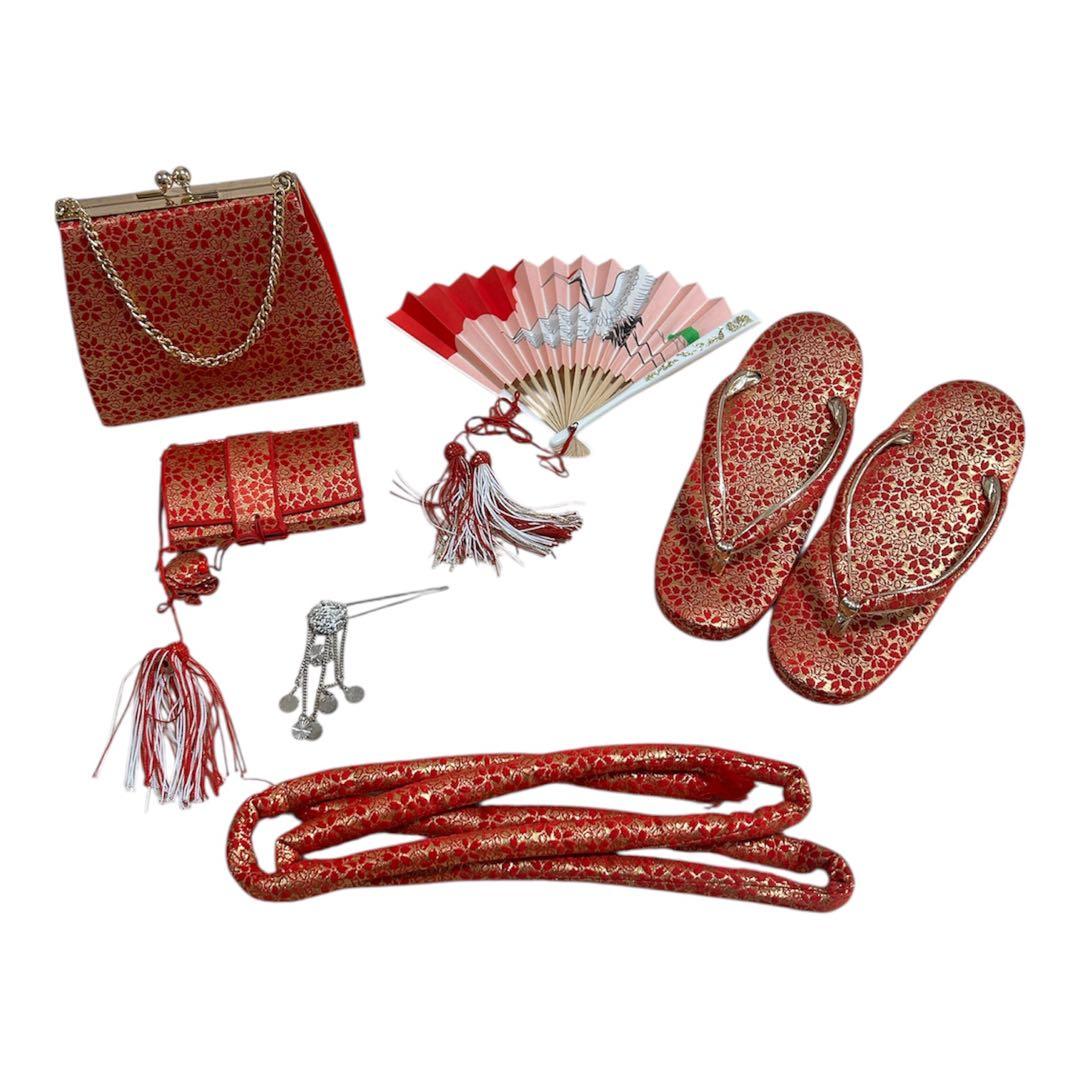 着物　七五三　7歳　女の子　13点　フルセット　黄色　手毬　花文　吉祥文様