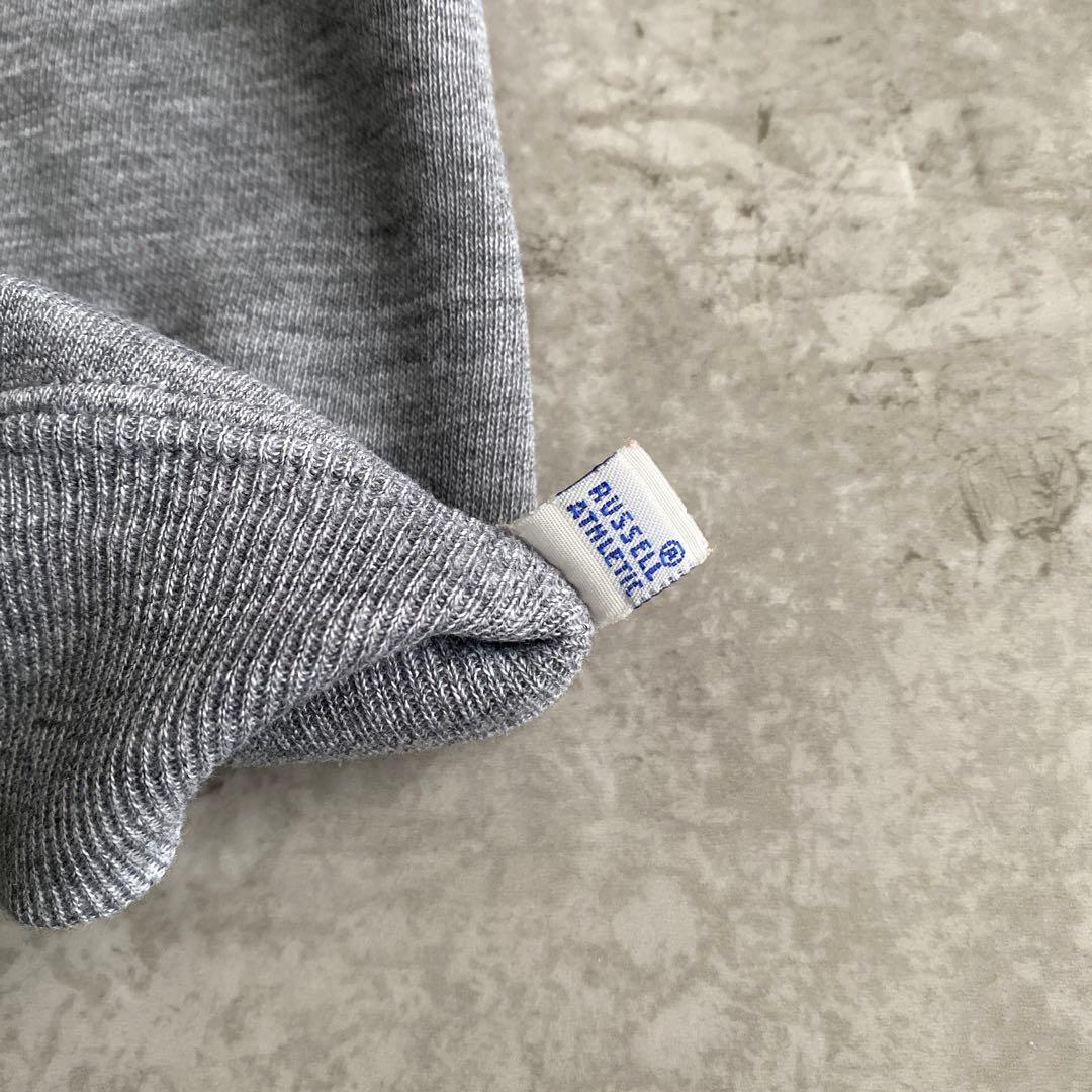 神シルエット無双カラー80s90sラッセル前V無地スウェットUSAX製Lグレー