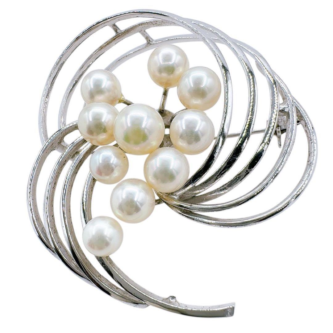 【希少/美品】タサキ ブローチ パール 真珠 7mm ラウンド シルバー 刻印