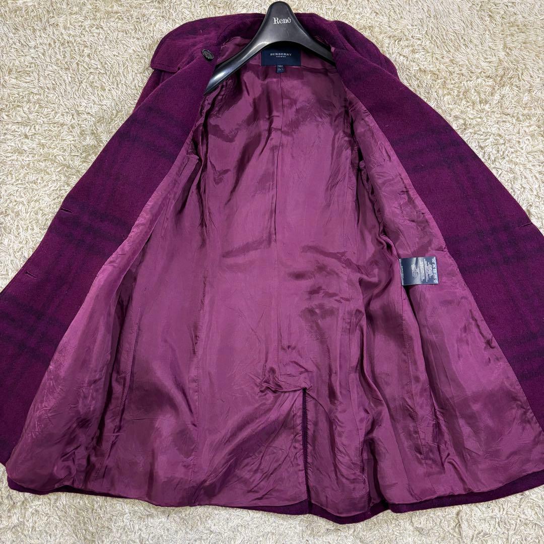 バーバリーロンドン　チェック柄　イタリア製　ウール　モヘヤ　ウール　コート