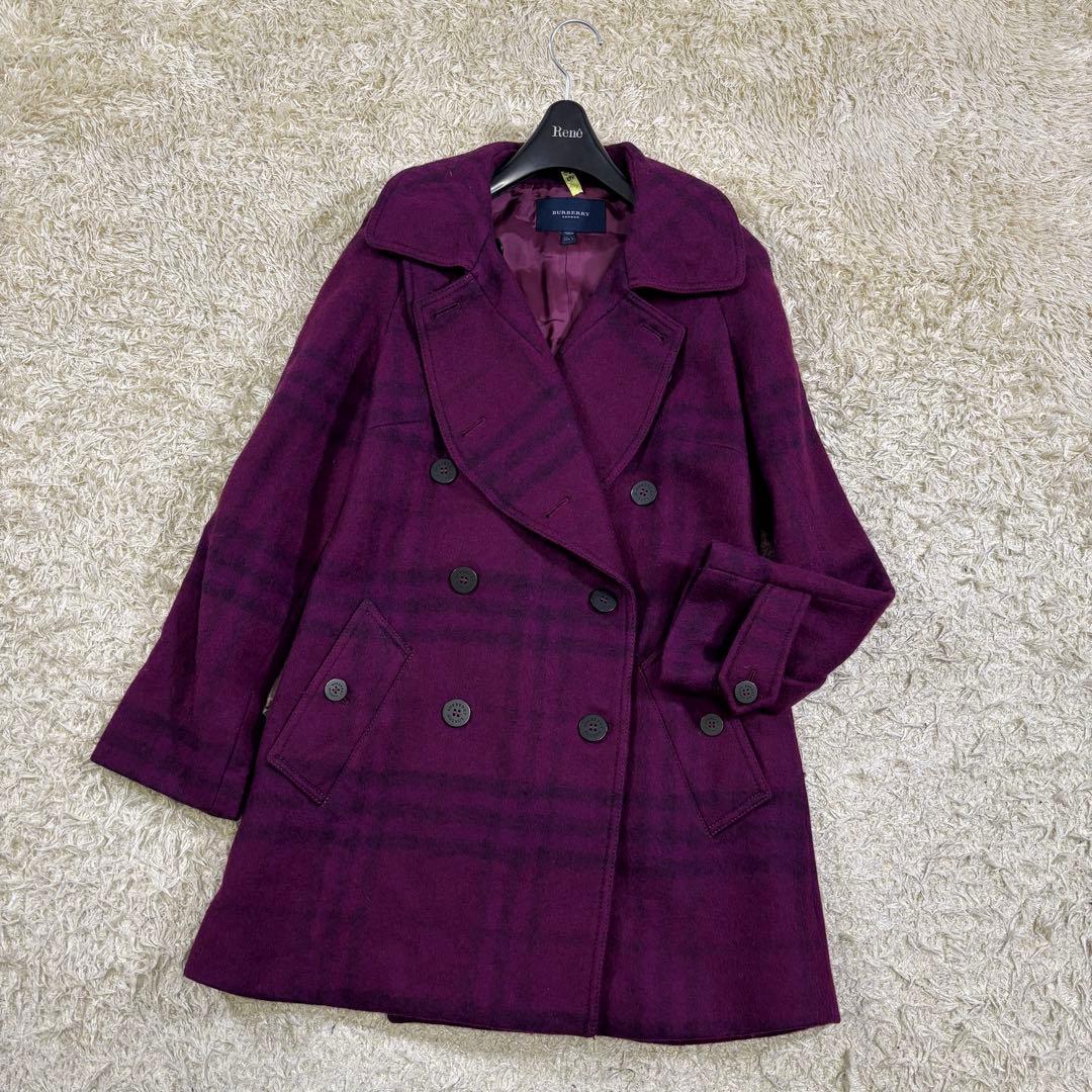 バーバリーロンドン　チェック柄　イタリア製　ウール　モヘヤ　ウール　コート