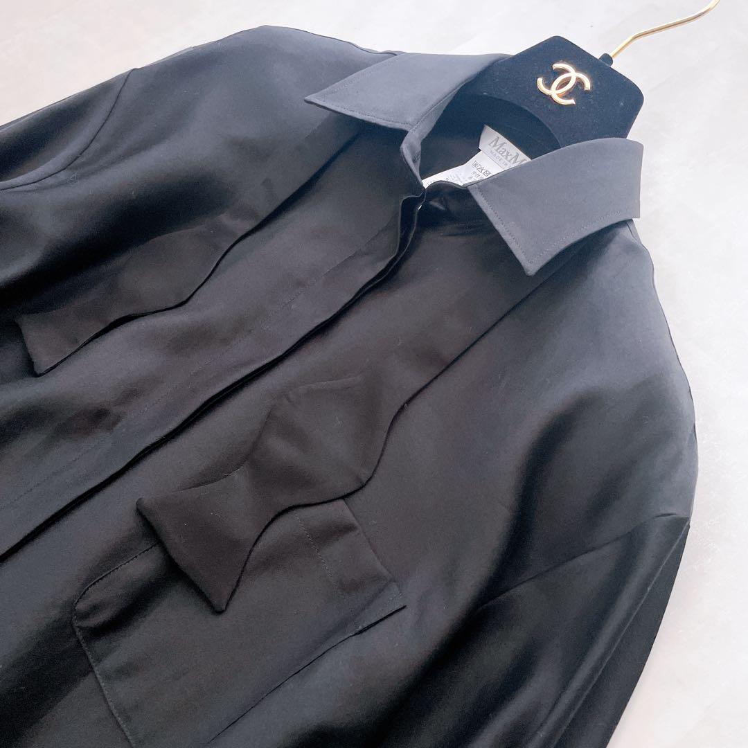 美品✨2024 マックスマーラ MAREA マレーア 長袖シャツ ボウタイ 黒