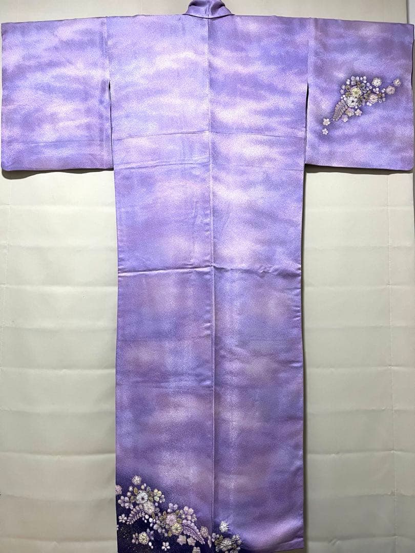 桐屋 翠山工房 藤色 丹後ちりめん 辻が花 訪問着 正絹 状態良好