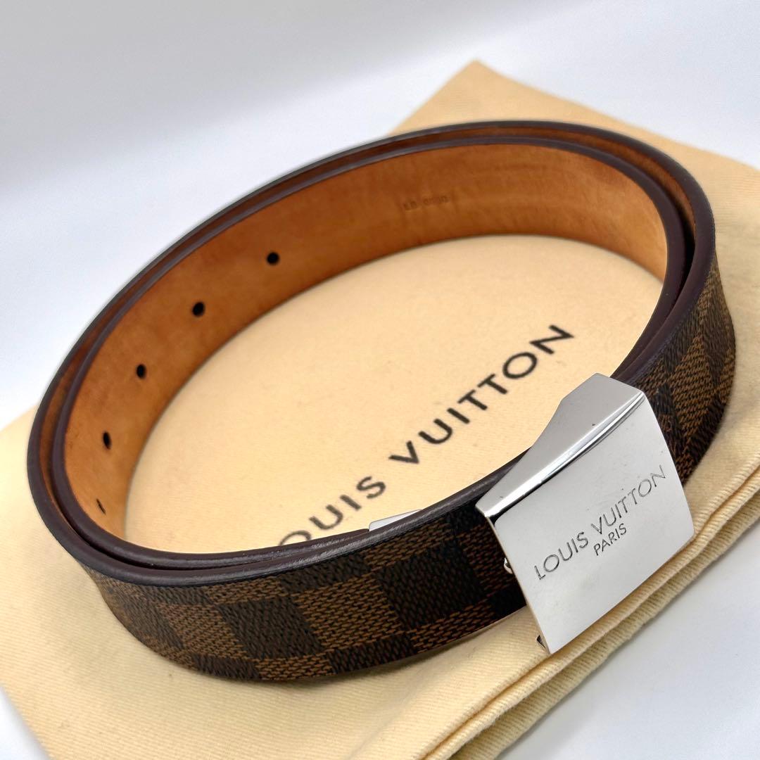 【良品】LOUIS VUITTON サンチュール キャレ ダミエ エベヌ ベルト